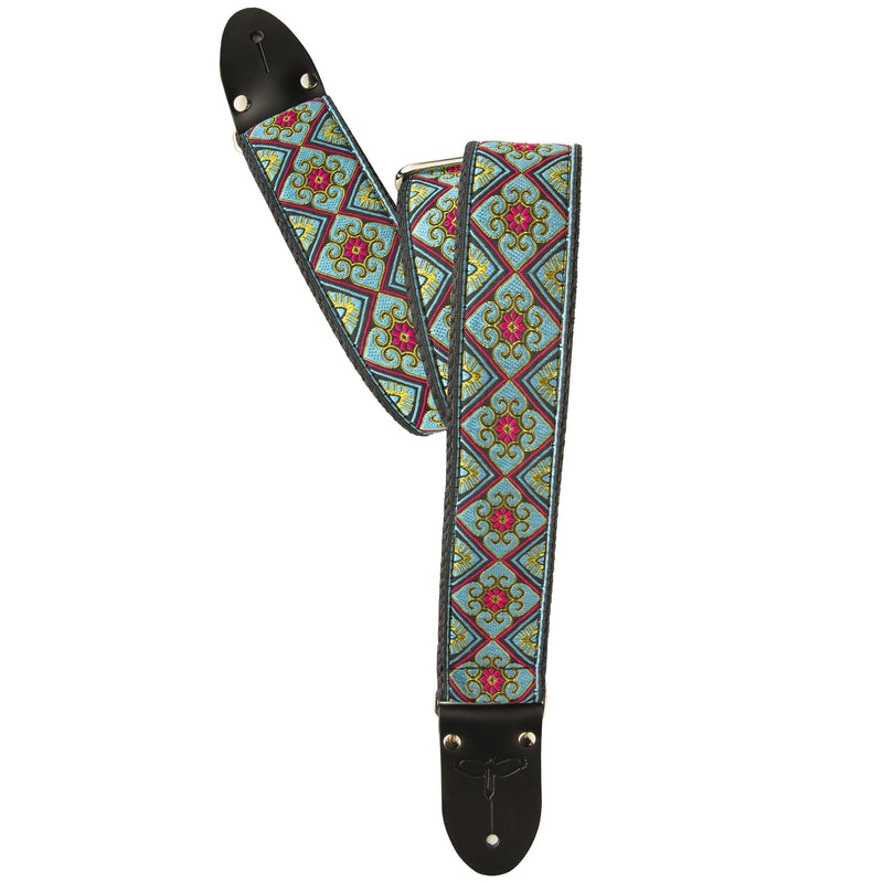 2" Retro Deluxe Jacquard Strap Teal/Gold